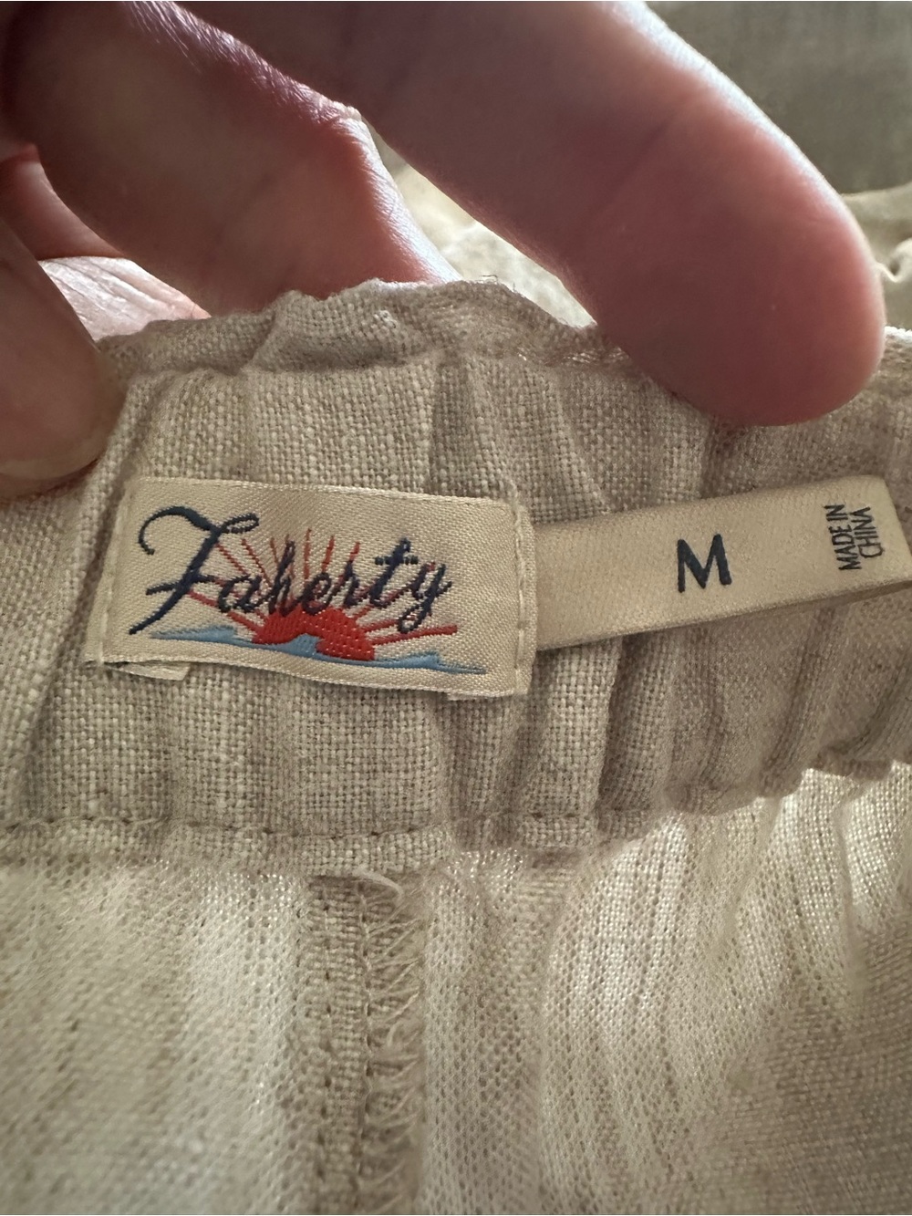 Faherty women's Casual Wide-Leg Linen Blend Pants - Beige medium - Picture 3 of 7